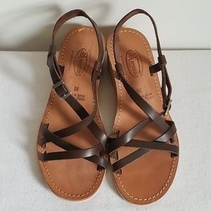 Erredibi Leather Strappy Wedge Sandal Italt